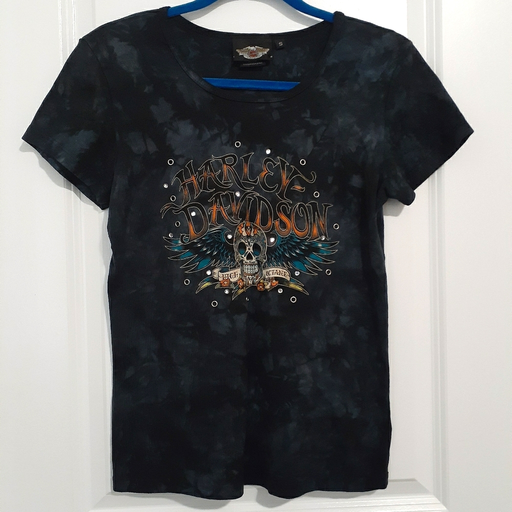 SOLD Harley Davidson Tie Dye Skull Top - Picture 1 of 7